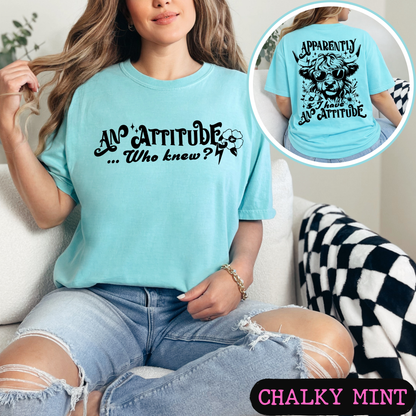 Apparently I Have An Attitude Highland Cow Comfort Colors Graphic T-Shirt | Funny Cow Tee | Front & Back Print