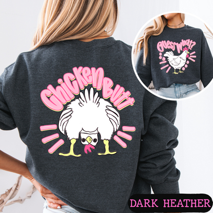 Guess What Chicken Butt Crewneck Sweatshirt | Funny Chicken Sweatshirt | Cozy Graphic Pullover
