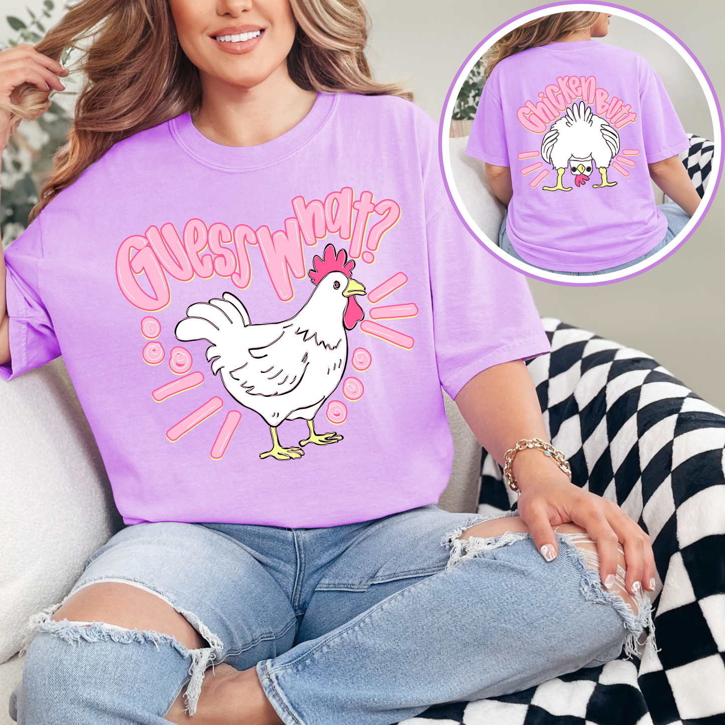 Guess What Chicken Butt Shirt | Funny Chicken Graphic Tee | Cute Farm Humor T-Shirt