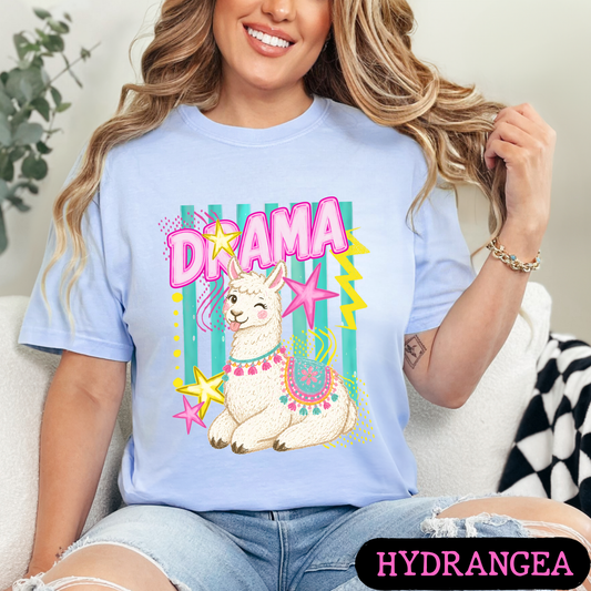 Drama Llama Retro Tee | Cute Neon Graphic Shirt | Comfort Colors Tees