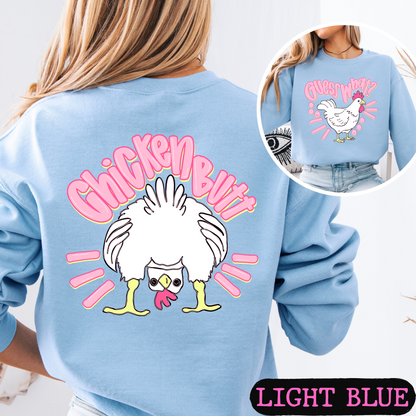 Guess What Chicken Butt Crewneck Sweatshirt | Funny Chicken Sweatshirt | Cozy Graphic Pullover