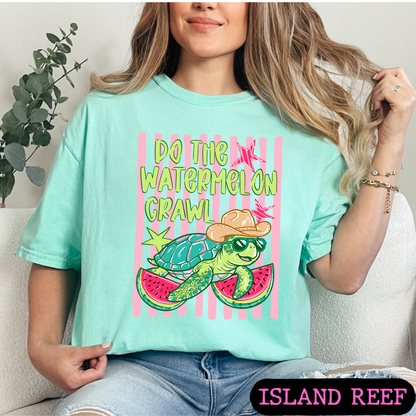 Do The Watermelon Crawl Turtle Graphic Tee | Summer Beach Shirt | Comfort Colors T-Shirt