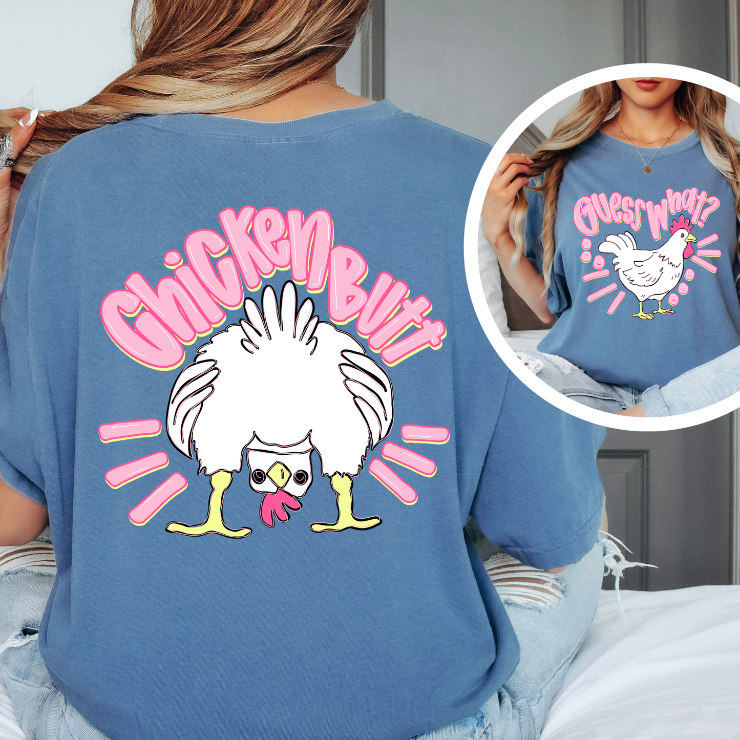 Guess What Chicken Butt Shirt | Funny Chicken Graphic Tee | Cute Farm Humor T-Shirt