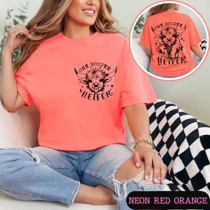 One Boujee Heifer Comfort Colors Graphic Tee | Funny Highland Cow Shirt | Cute Western Cowgirl T-Shirt | Coffee Lover Gift