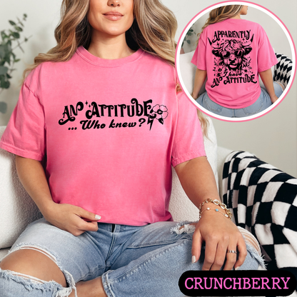 Apparently I Have An Attitude Highland Cow Comfort Colors Graphic T-Shirt | Funny Cow Tee | Front & Back Print