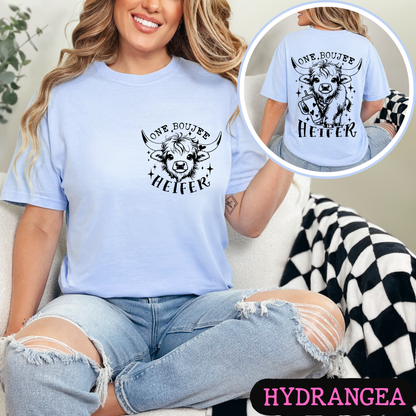 One Boujee Heifer Comfort Colors Graphic Tee | Funny Highland Cow Shirt | Cute Western Cowgirl T-Shirt | Coffee Lover Gift
