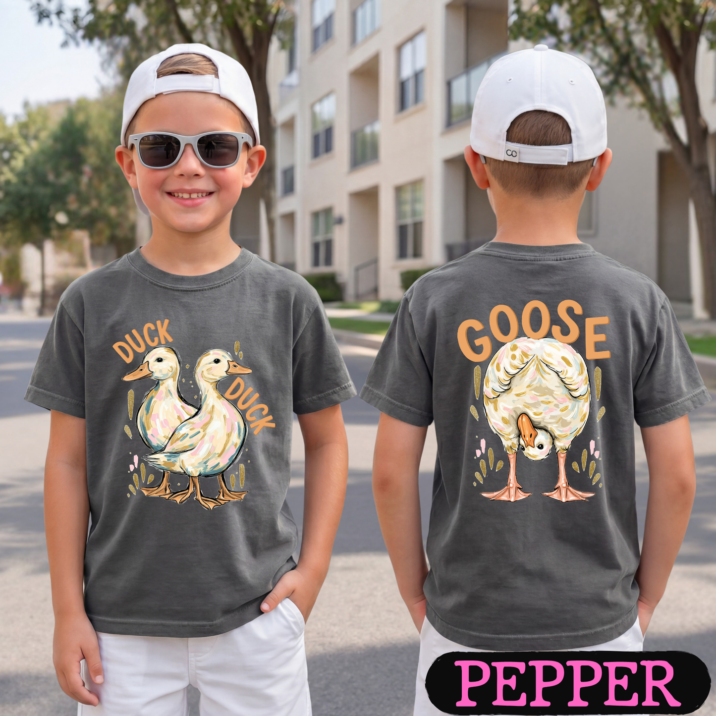 Duck Duck Goose Shirt | Funny Farm Animal Graphic Tee | Front & Back Print