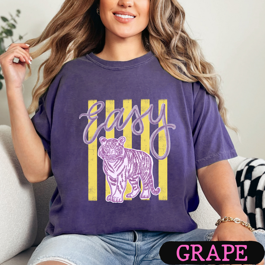 Easy Tiger Graphic Tee | Retro Tiger Shirt | Vintage Pastel Animal Tee |Cute Trendy Comfort Colors Style Tee