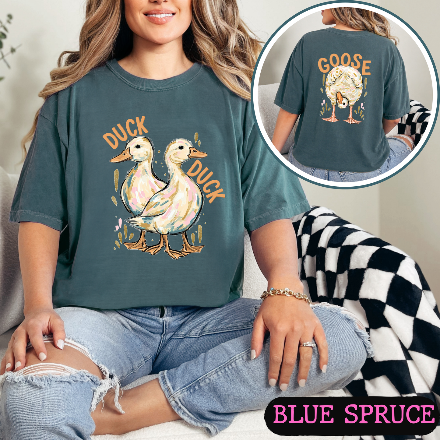 Duck Duck Goose Shirt | Funny Goose Graphic Tee | Cute Farm Animal T-Shirt | Trendy Comfort Colors Style Tee | Front & Back Print