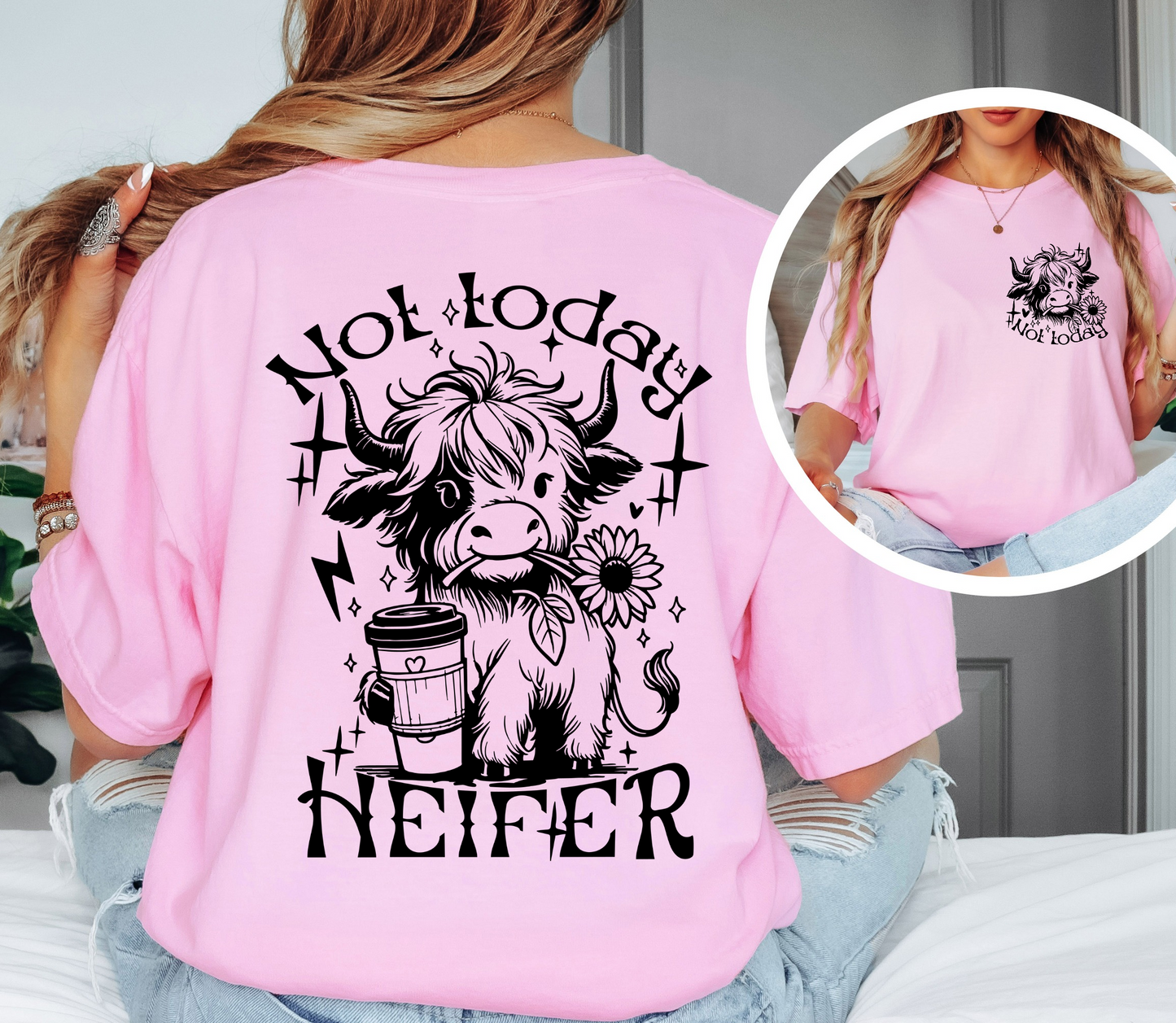 Not Today Heifer Shirt | Funny Cow Graphic Tee | Comfort Colors Oversized Unisex T-Shirt