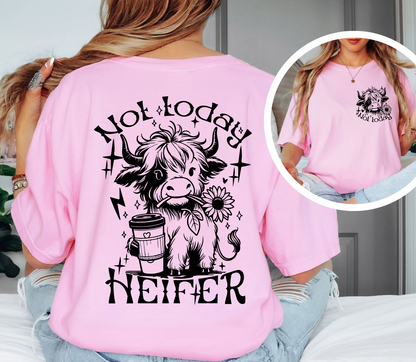 Not Today Heifer Shirt | Funny Cow Graphic Tee | Comfort Colors Oversized Unisex T-Shirt