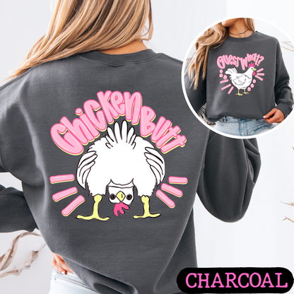 Guess What Chicken Butt Crewneck Sweatshirt | Funny Chicken Sweatshirt | Cozy Graphic Pullover