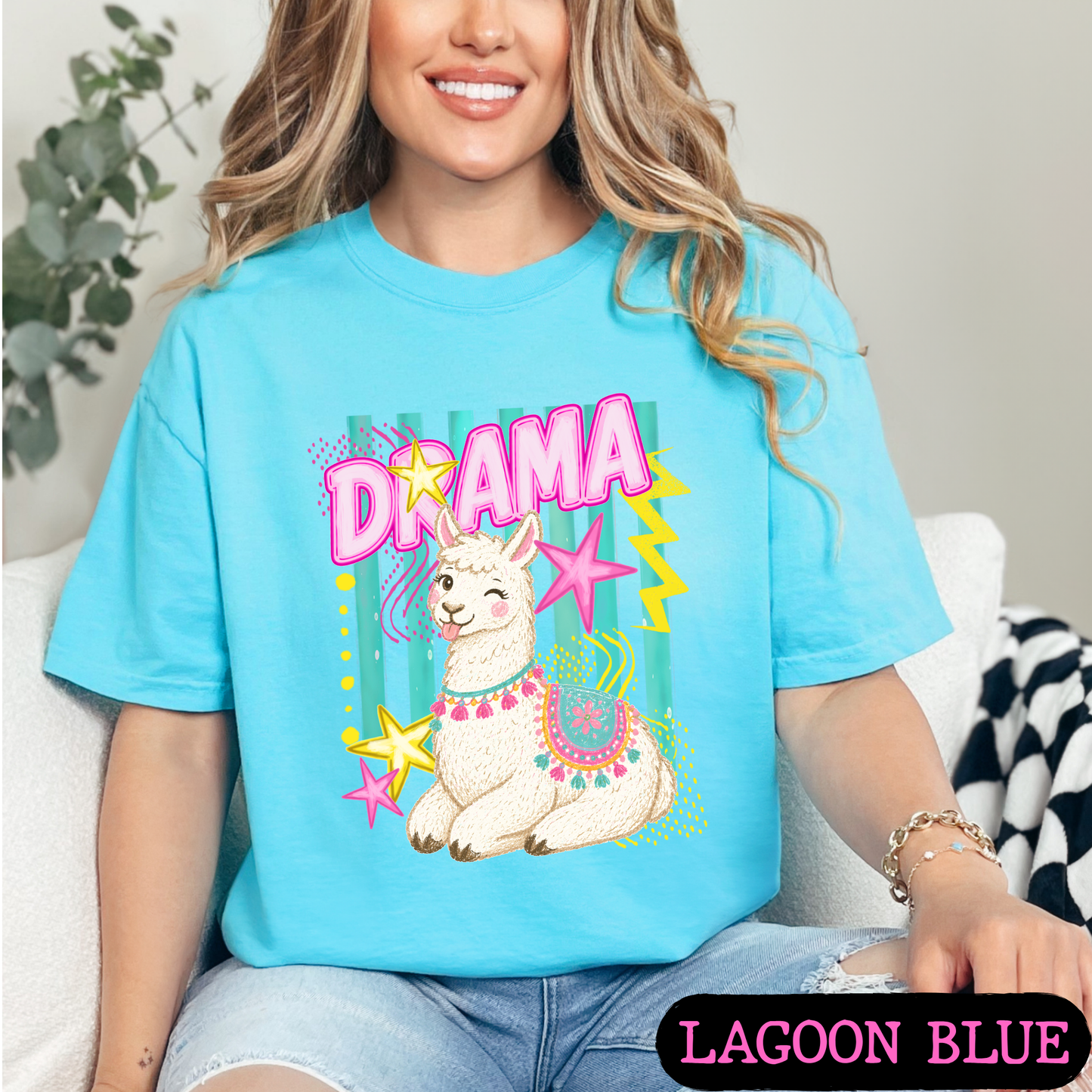 Drama Llama Retro Tee | Cute Neon Graphic Shirt | Comfort Colors Tees