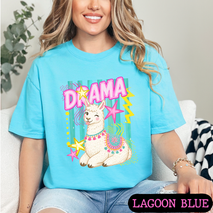 Drama Llama Retro Tee | Cute Neon Graphic Shirt | Comfort Colors Tees