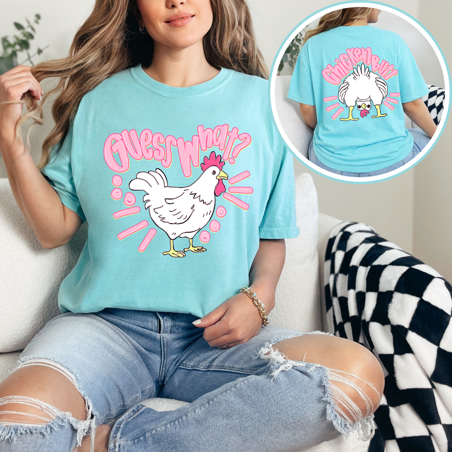 Guess What Chicken Butt Shirt | Funny Chicken Graphic Tee | Cute Farm Humor T-Shirt