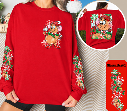 Christmas Mouse Long Sleeve Shirt – Front, Back & Sleeve Design