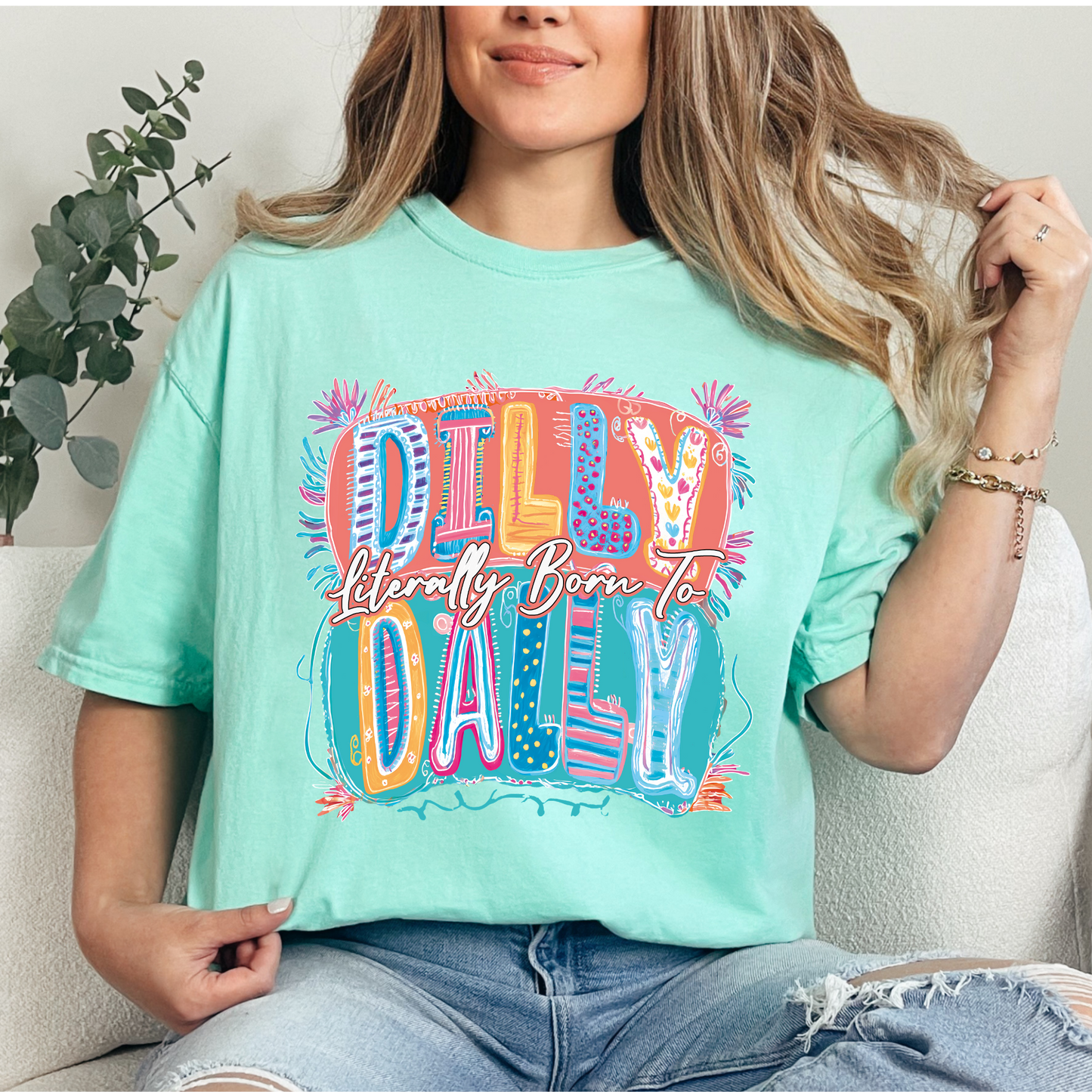 Dilly Dally Graphic Tee | Funny Colorful Retro Shirt | Cute Trendy Women’s T-Shirt | Comfort Colors Style