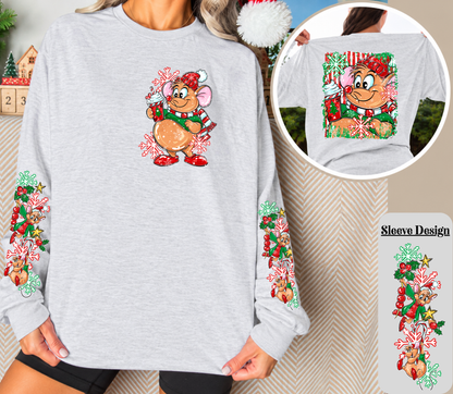Christmas Mouse Long Sleeve Shirt – Front, Back & Sleeve Design