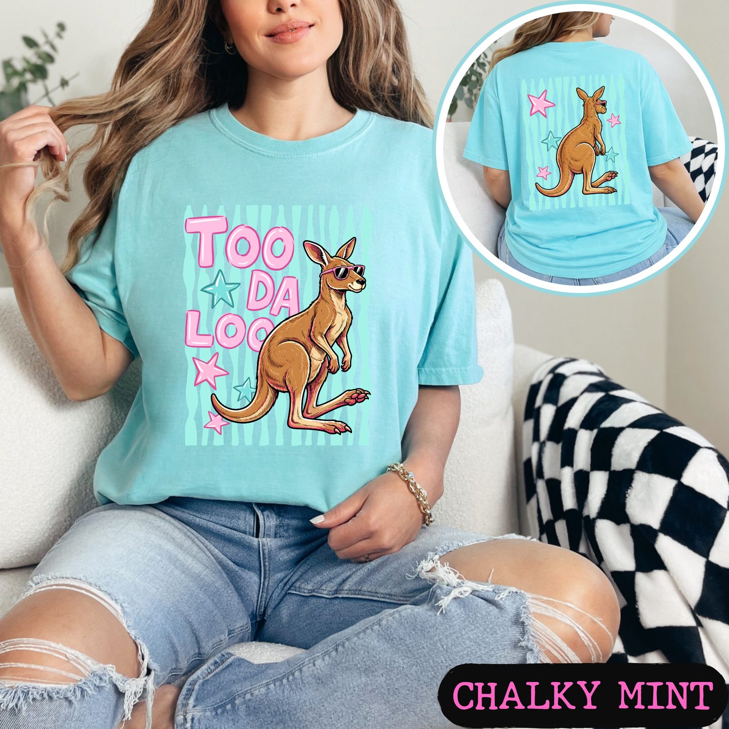 Too Da Loo Kangaroo Tee | Funny Retro Animal Shirt | Front & Back Graphic