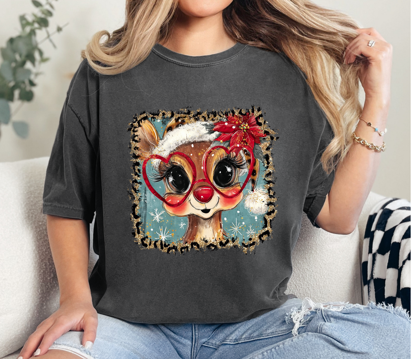 Cute Christmas Reindeer Tee | Holiday Graphic T-Shirt