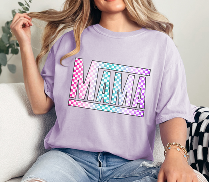 Checkered Mama Shirt – Trendy Mom Graphic Tee | Comfort Colors Mama Tee | Retro Checkered Mom Shirt