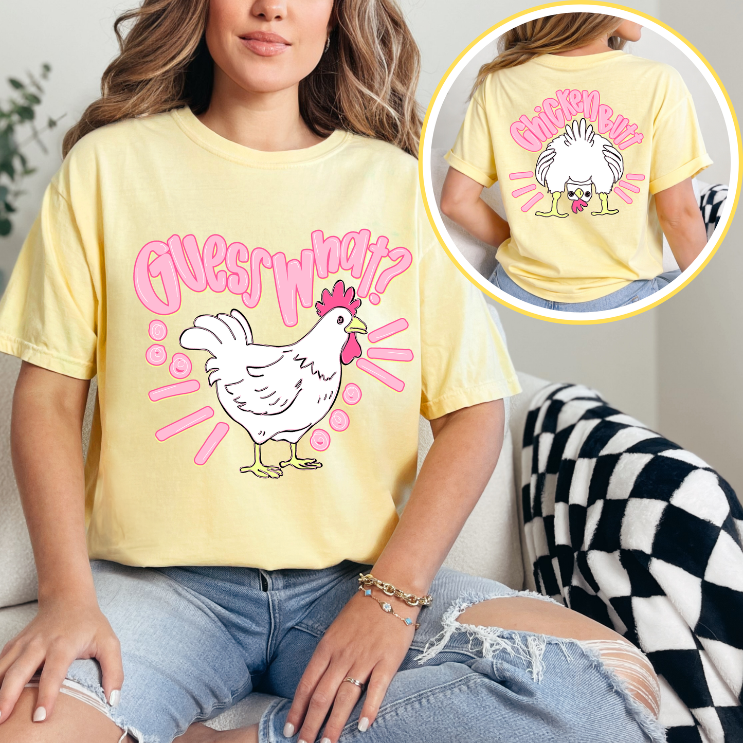 Guess What Chicken Butt Shirt | Funny Chicken Graphic Tee | Cute Farm Humor T-Shirt