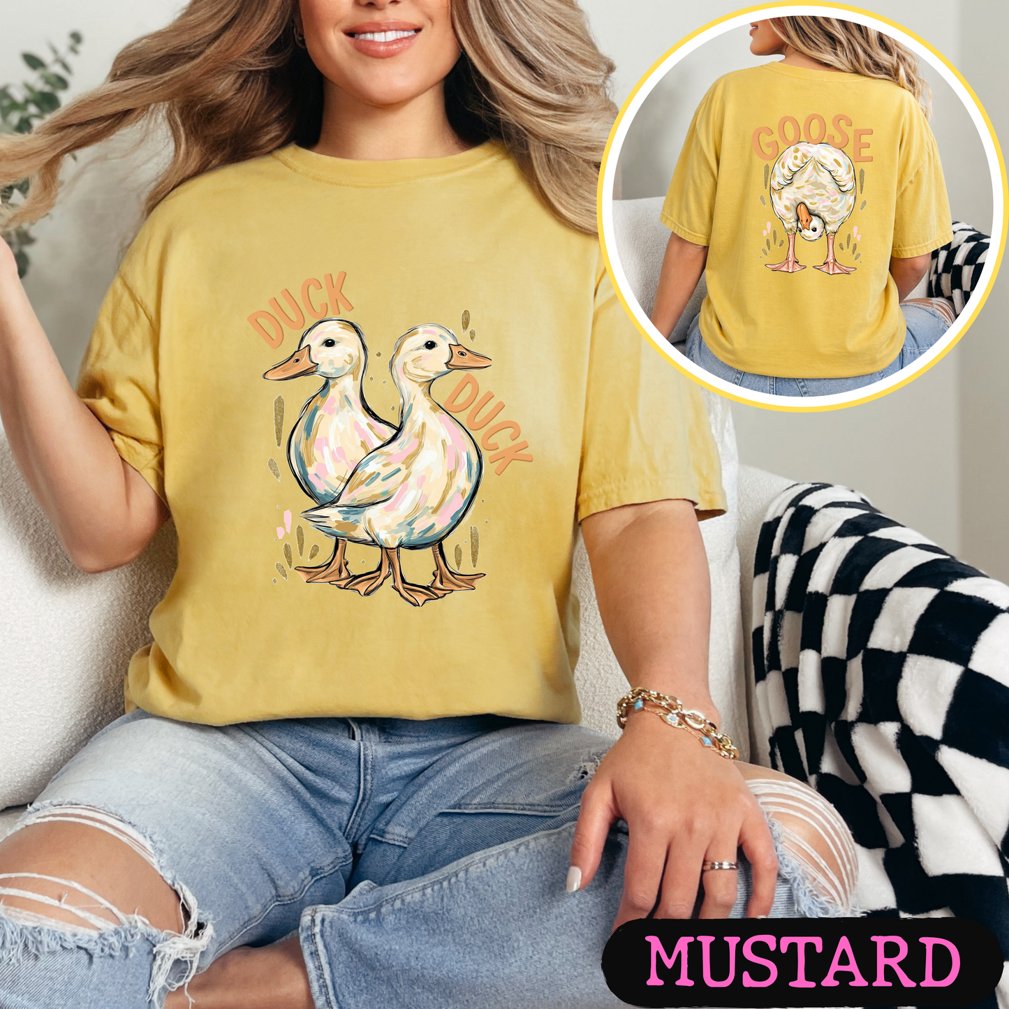 Duck Duck Goose Shirt | Funny Goose Graphic Tee | Cute Farm Animal T-Shirt | Trendy Comfort Colors Style Tee | Front & Back Print