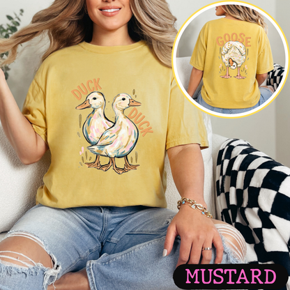 Duck Duck Goose Shirt | Funny Goose Graphic Tee | Cute Farm Animal T-Shirt | Trendy Comfort Colors Style Tee | Front & Back Print