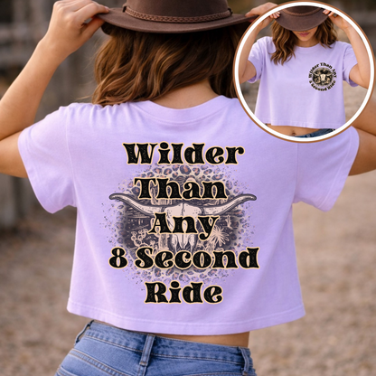 Wilder Than Any 8 Second Ride Western Cowgirl Graphic Tee | Vintage Rodeo Shirt | Country Western T-Shirt