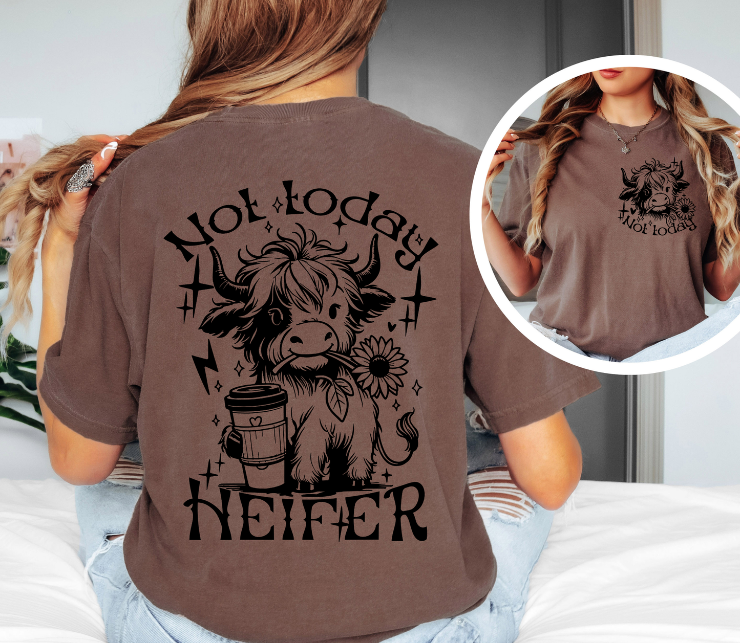 Not Today Heifer Shirt | Funny Cow Graphic Tee | Comfort Colors Oversized Unisex T-Shirt