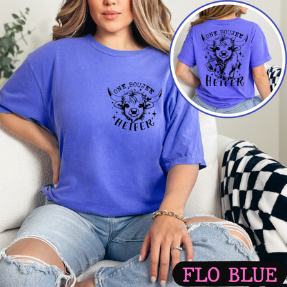 One Boujee Heifer Comfort Colors Graphic Tee | Funny Highland Cow Shirt | Cute Western Cowgirl T-Shirt | Coffee Lover Gift