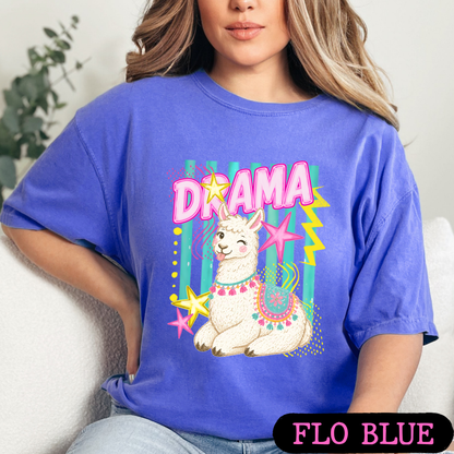 Drama Llama Retro Tee | Cute Neon Graphic Shirt | Comfort Colors Tees