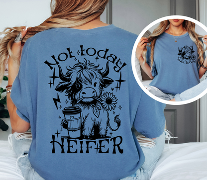 Not Today Heifer Shirt | Funny Cow Graphic Tee | Comfort Colors Oversized Unisex T-Shirt