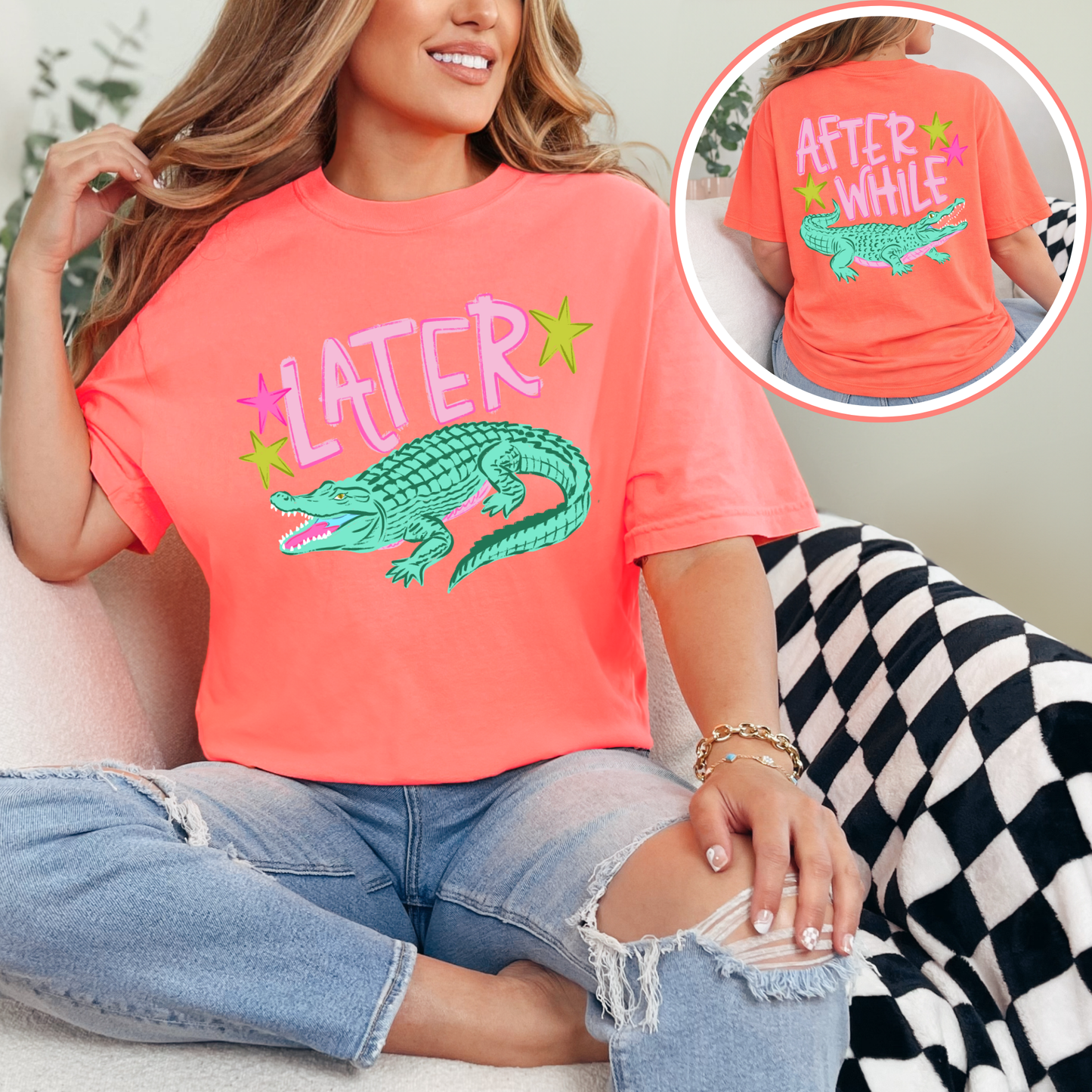 Later Gator Shirt | Funny Southern Saying Tee | Cute Alligator Graphic Shirt | After While Back Print Tee | Trendy Comfort Colors Style