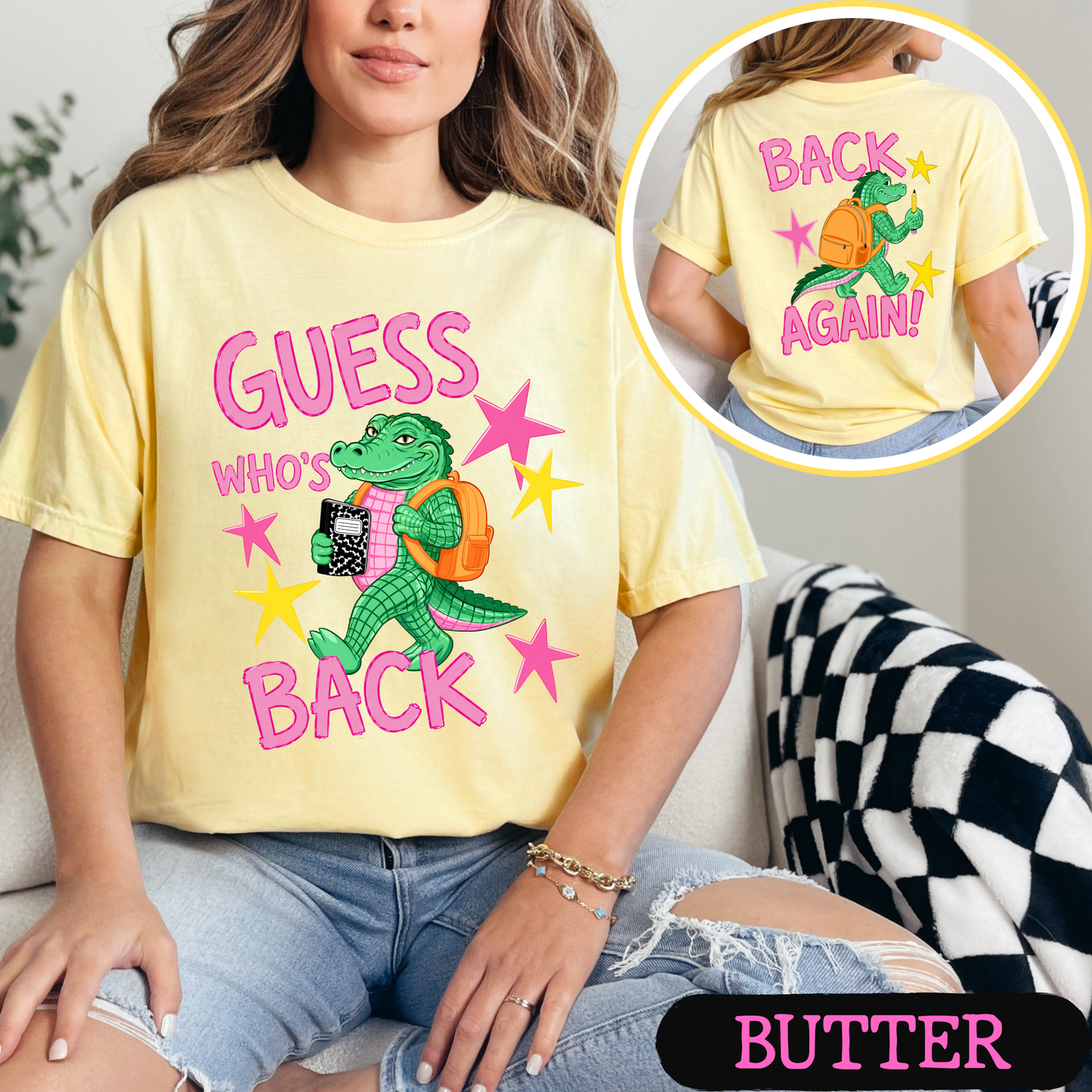 Guess Who's Back Back Again Alligator Back to School Comfort Colors Shirt | Funny Teacher & Student Graphic Tee | Back To School Shirt