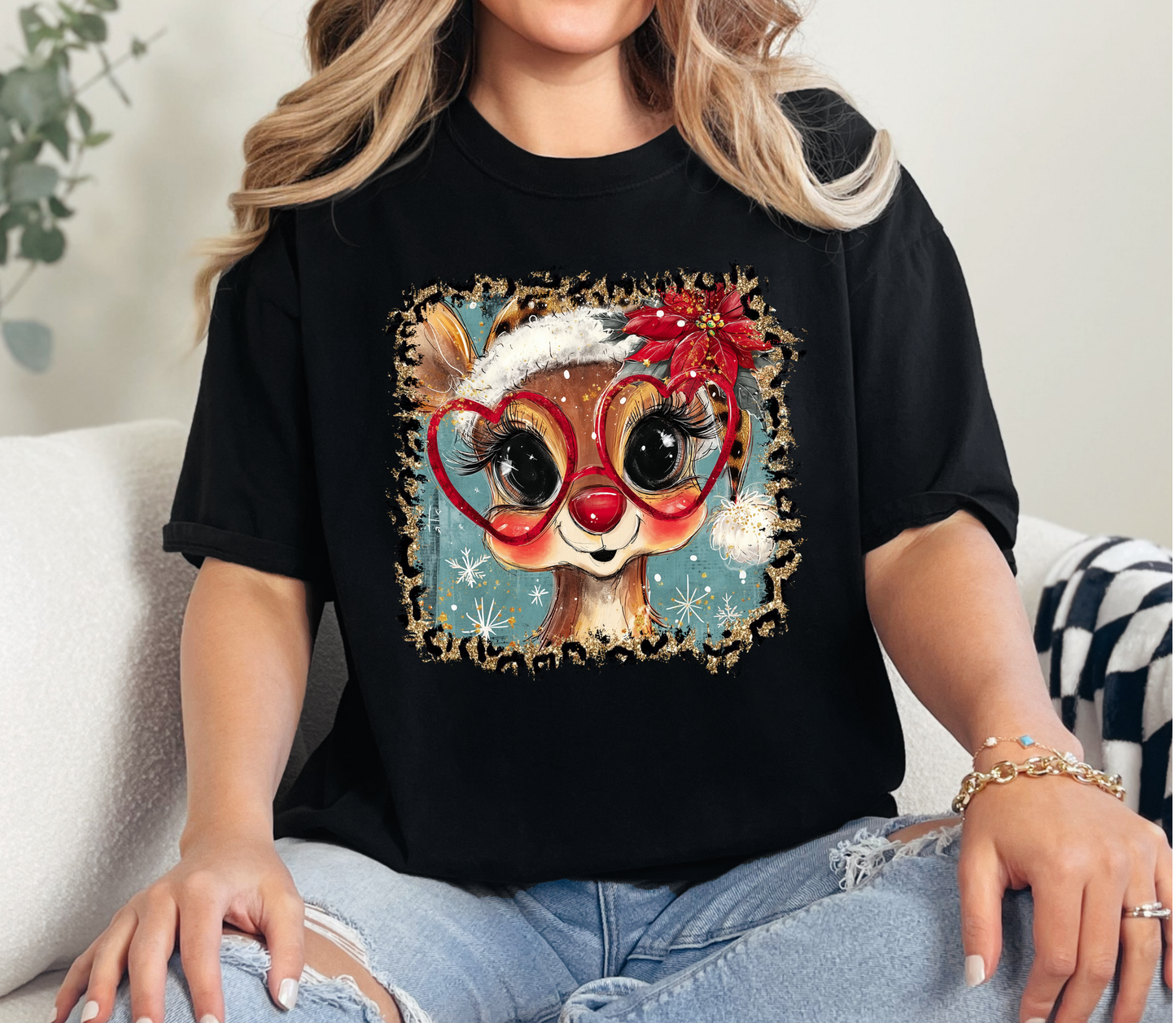 Cute Christmas Reindeer Tee | Holiday Graphic T-Shirt