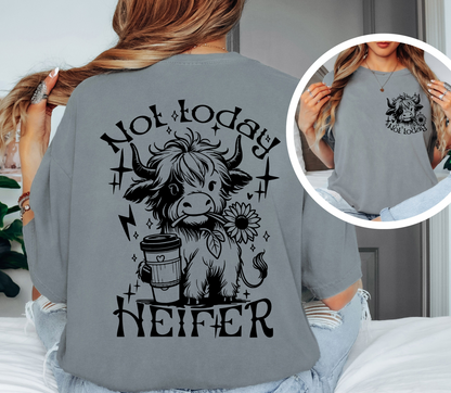 Not Today Heifer Shirt | Funny Cow Graphic Tee | Comfort Colors Oversized Unisex T-Shirt