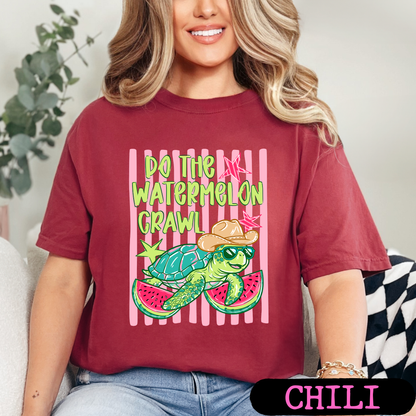 Do The Watermelon Crawl Turtle Graphic Tee | Summer Beach Shirt | Comfort Colors T-Shirt