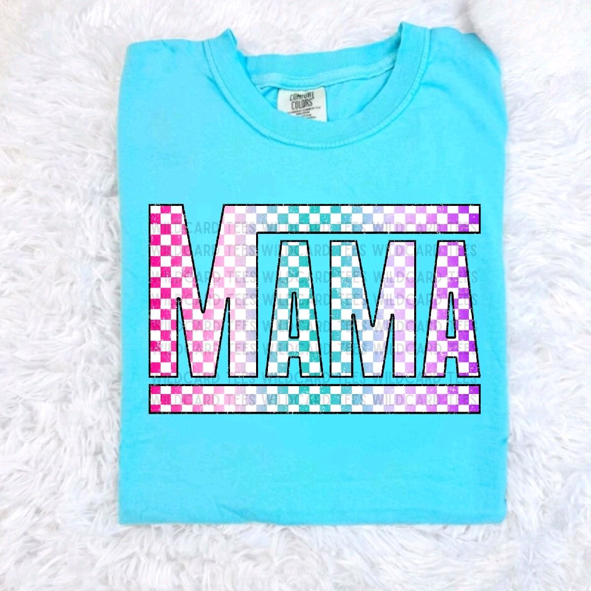 Checkered Mama Shirt – Trendy Mom Graphic Tee | Comfort Colors Mama Tee | Retro Checkered Mom Shirt