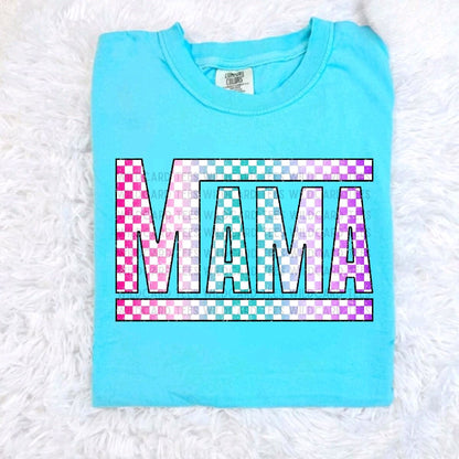 Checkered Mama Shirt – Trendy Mom Graphic Tee | Comfort Colors Mama Tee | Retro Checkered Mom Shirt