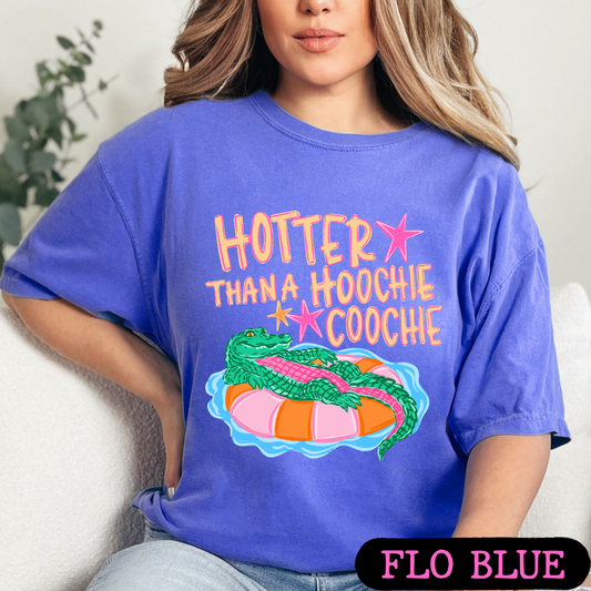 Hotter Than A Hoochie Coochie Graphic Tee | Funny Southern Alligator Shirt | Trendy Comfort Colors Style T-Shirt