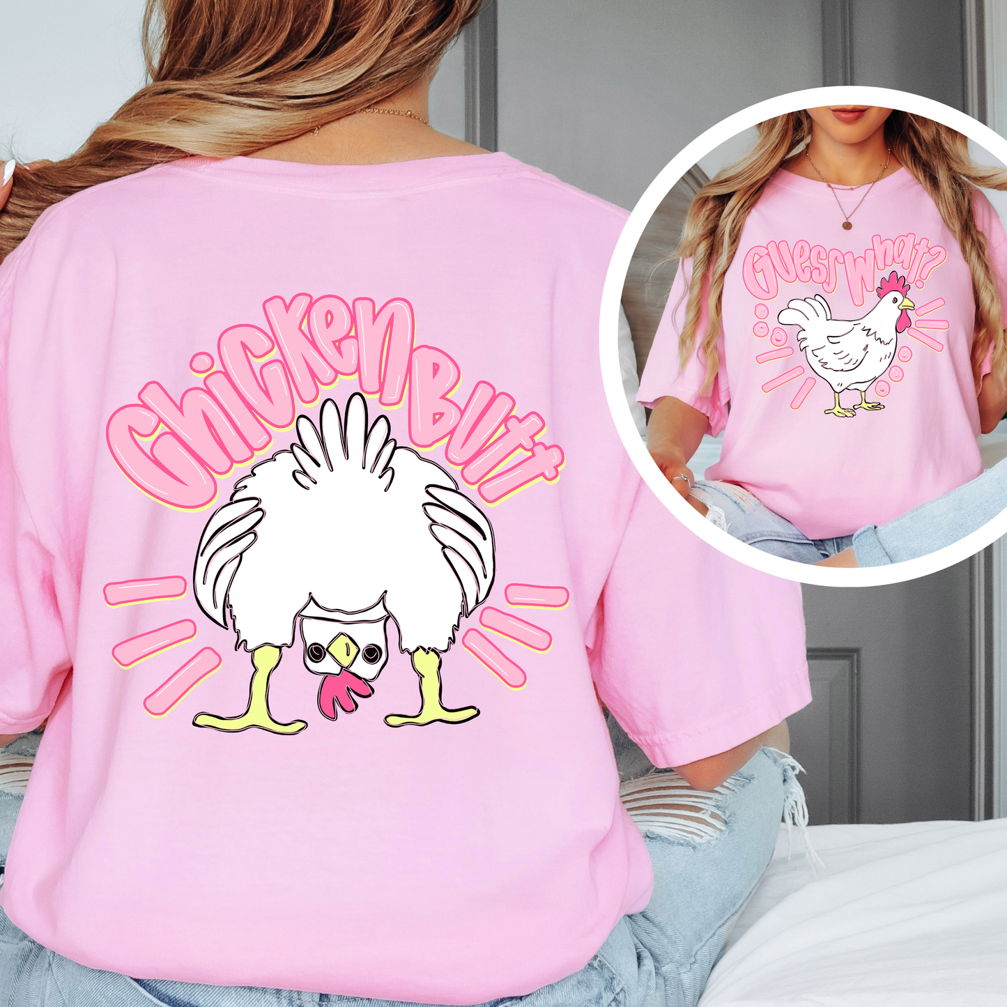 Guess What Chicken Butt Shirt | Funny Chicken Graphic Tee | Cute Farm Humor T-Shirt