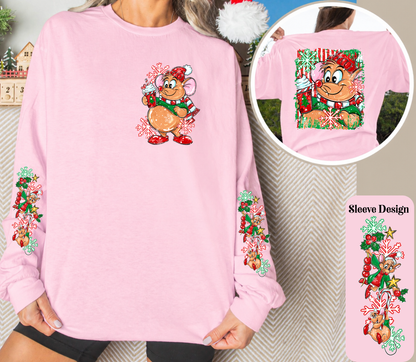 Christmas Mouse Long Sleeve Shirt – Front, Back & Sleeve Design
