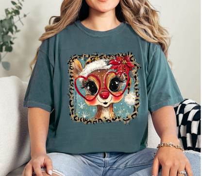 Cute Christmas Reindeer Tee | Holiday Graphic T-Shirt