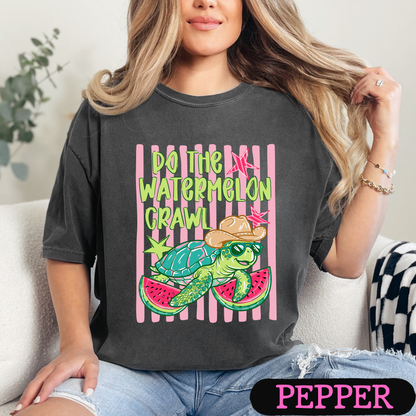 Do The Watermelon Crawl Turtle Graphic Tee | Summer Beach Shirt | Comfort Colors T-Shirt
