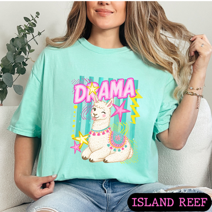 Drama Llama Retro Tee | Cute Neon Graphic Shirt | Comfort Colors Tees