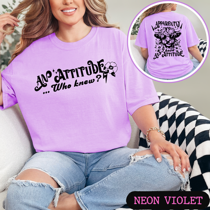 Apparently I Have An Attitude Highland Cow Comfort Colors Graphic T-Shirt | Funny Cow Tee | Front & Back Print