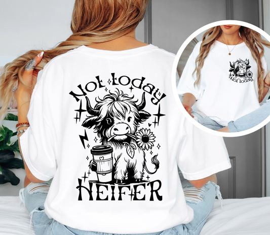 Not Today Heifer Shirt | Funny Cow Graphic Tee | Comfort Colors Oversized Unisex T-Shirt