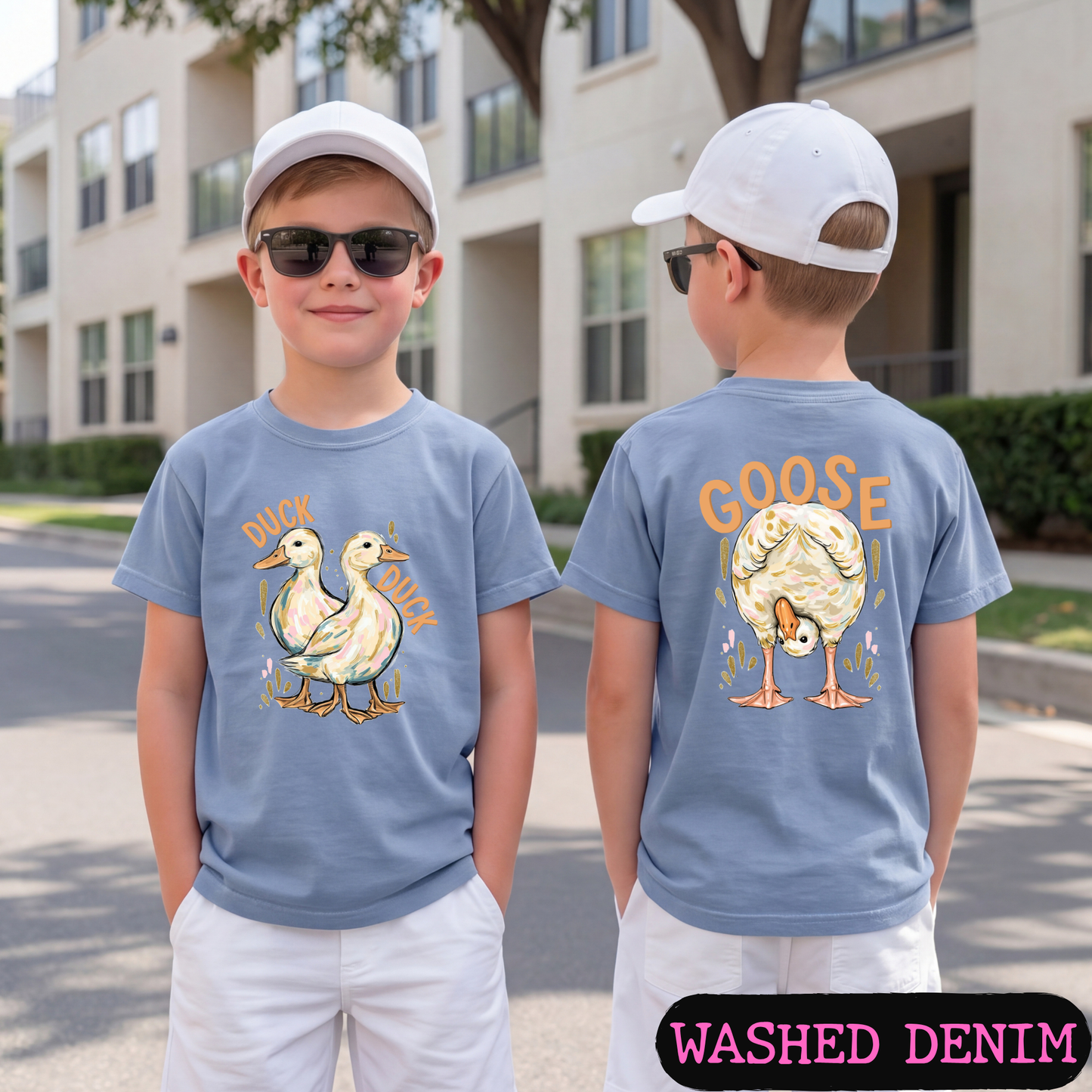 Duck Duck Goose Shirt | Funny Farm Animal Graphic Tee | Front & Back Print