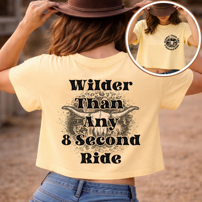Wilder Than Any 8 Second Ride Western Cowgirl Graphic Tee | Vintage Rodeo Shirt | Country Western T-Shirt